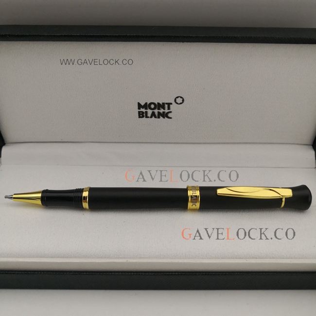 Black Matte and Gold Clip Mont Blanc Roller Pen Special Edition